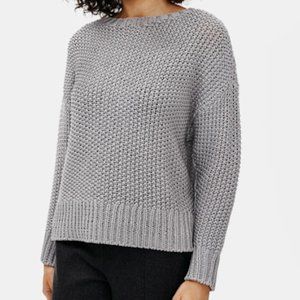 Eileen Fisher Petites Sweater 100% Organic Cotton Gray Medium Chunky Knit Boxy